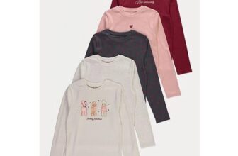 Poodle Heart Graphic Long-Sleeve T-Shirts 5-Pack