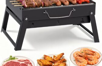 Portable Charcoal BBQ Grill, Lightweight Barbecue Grill with Foldable Legs, Stainless Steel Tabletop Charcoal Barbecues for Outdoor Camping, Picnic, Garden Party, Hiking, Travel