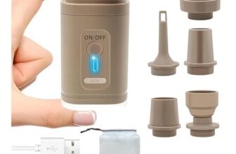 Portable Electric Air Pump with 5 Nozzles, 2-in-1 Inflate/Deflate, LED