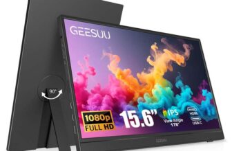 Portable Monitor 15.6, 1080P FHD IPS Second Screen with 90 Rotating Kickstand, Portable Monitor for Laptop/PC/Mac/Xbox, Plug & Play