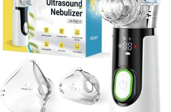 Portable Nebuliser Machine for Adults – Silent Nebuliser for Kids, Rechargeable Nebulizer Machine for Adults, Self-Cleaning Nebulizer With 2 Masks & Mouthpiece, Portable Nebulisers For Home & Travel