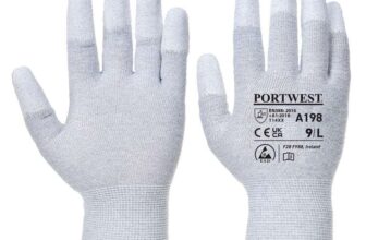 Portwest A198 Antistatic PU Fingertip Glove Grey, Medium