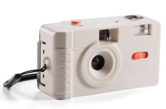 Praktica Reusable 35mm Film Camera, Cream – Retro Full Frame Focus Free Flash