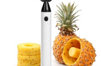 Premier Housewares Pineapple Cutter and Corer, Easy-Use Fruit Slicer, Black and White