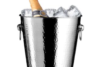 Premier Housewares Stainless Steel Hammered Effect Drink Bucket, 20 x 22 x 22 cm, Silver