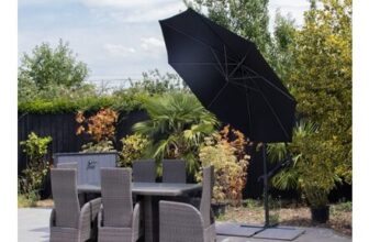 Premium Banana Parasol 2.7m Diameter, Black, Weather Cover