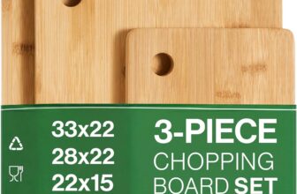 Premium Wooden Chopping Boards 3 Piece 100% Natural Organic Bamboo Chopping Board Set Different Sizes for Every Occasion Ideal for Carving Meat, Cutting Vegetables, Cheeses and Bread, Dishwasher Safe