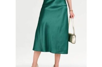 Pull on Bias Cut Satin Skirt Elasticated Waist Skirt