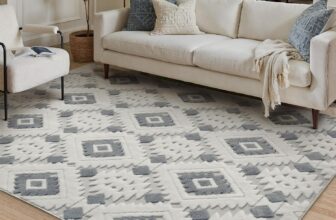 PureCozy Blue Grey Rugs Living Room Area Rug 120x170cm Bedroom Boho Neutral Washable Non Slip Large 3D Carpet Hall Lounge Bedside Office Low Pile Soft Geometric Carpets