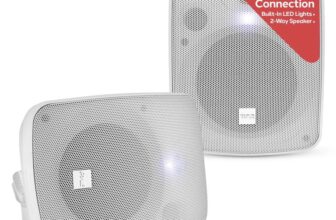 Pyle Outdoor Bluetooth Speakers Pair 13.3 cm (5.25) Weatherproof Wireless Wall/Ceiling Mounted Speakers, 600W Waterproof, Heavy-Duty