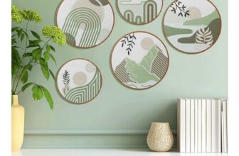 QUMENEY 5-Piece Boho Geometric Wood Wall Art for Living Room