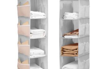 QUMENEY Hanging Wardrobe Storage Organizer, 2-Piece, 4-Layers, Grey