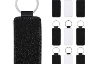 RESFNSE 10Pcs Leather and MDF Keychain Blanks Sublimation Kit