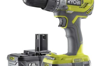RYOBI 18 V ONE plus Cordless Combi Drill Starter Kit, Hyper Green, With 2 x 1.5 Ah Batteries