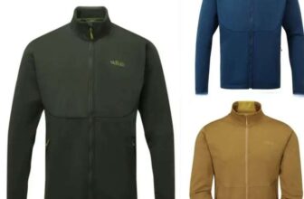 Rab Mens Geon Fleece Jacket with zipped pockets – in Army Green/ Black/ ink blue / footprint yellow – sizes S to XXL