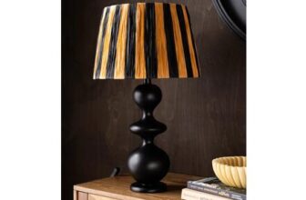 Raffia Black & Natural Stripe Easyfit Lampshade