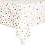 Rainbow Polka Dots Rectangular Plastic Table Cover (137cm x 213cm) 1 Piece – Vibrant & Durable Tablecloth for Parties and Events, 84 x 54