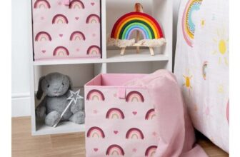 Rainbow Print Cube Storage Boxes, Blush (2-Pack)