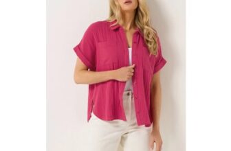 Raspberry Long Tall Sally Cheesecloth Grown-on Sleeve Shirt