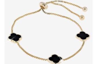 Real Onyx Friendship Bracelet, 4 Leaf Clover