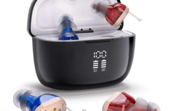 Rechargeable Sound Device with Charging Case- Auto Turn On/Off & Noise Cancellation, Clear Sound & Adjustable Volumes