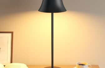 Rechargeable Table Lamp, Cordless Battery Operated Touch USB Table Lamp, 3-Level Dimmable Brightness, IP54 Waterproof, Full Metal Housing, Dual Battery Power, Black Energy Class A