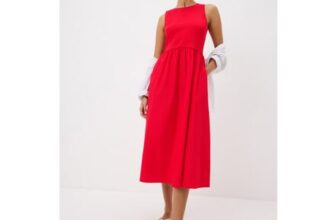 Red 2 in 1 Midi Dress