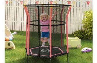 Red HOMCOM 5.4FT Kids Trampoline with Enclosure Indoor Outdoor