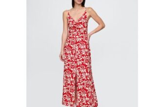 Red/White Floral Tie-Back Maxi Slip Dress