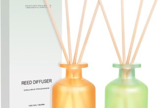 Reed Diffuser – Jasmine Lily&Citrus 3.38oz (100ml) 2 Pack Essential Oil Reed Diffuser Set with 8 Sticks, Long Lasting Fragrance for Home, Bathroom, Bedroom, Room, Decor, Gifts