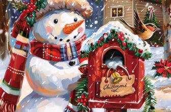 Reofrey DIY Diamond Art Kits for Adults Christmas, Snowmen Full Drill Round Rhinestone Diamond Painting Kits for Adults, Cross Stitch Embroidery Canvas for Crafts Home Wall Decor 30x40cm