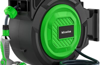 Retractable Garden Hose Reel, 1/2 x 30m2m Wall Mounted Hose Reel with 180 Swivel Bracket,10-Pattern Nozzle, Automatic Slow Return System, Any Length Lock, Hosepipes for Garden, Cleaning