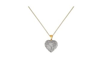 Revere 9ct Yellow Gold Crystal Dome Heart Pendant Necklace
