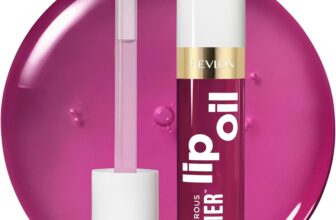 Revlon Super Lustrous Glimmer Lip Oil Hydrating Lip Gloss Oil with Plant-Based Squalane, Conditioning Shine, Non-Sticky Cushion Feel, Plumping Gloss Finish, Plum Pop