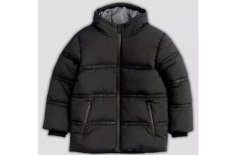 River Island Older Boys Hooded Heavyweight Puffer Jacket – Black
