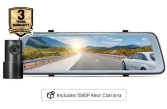 Road Angel Halo Vision 2 Mirror Dash Cam 2K (1440P) with 10 LCD Touch Screen Rear Camera – Dual Parking Mode 3 Year Warranty – W/Code