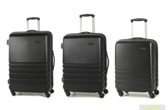 Rock Byron 3 Piece Hardside Luggage Set in Black, Charcoal or Purple