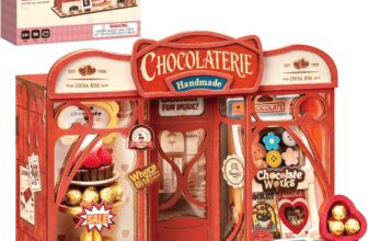 Rolife DIY Miniature House Kit Sweet Chocolate Shop, 98-Piece Model Kit Dolls House for Adults Teens No Glue Needed, 3D Puzzle Mini House Building Kit 1.5-Hour Assembly Book Nook Craft Kit
