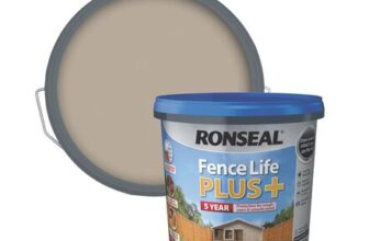 Ronseal Fence Life plus 5Ltr Warm Stone Shed & Fence Paint