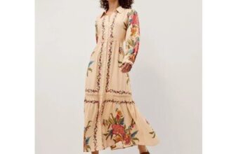 Rosaleigh Long Sleeve Floral Maxi Dress Cream
