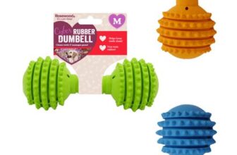Rosewood Cyber Rubber Dumbbell Dog Toy Chew-Resistant, Interactive