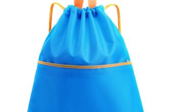 RuiChy Drawstring Gym Bag with Handle, Waterproof Oxford Cloth Sports Swim Bag with Zipper Front Pocket, Multipurpose Drawstring Backpack for School Travel Shopping Swimming Fitness Yoga Beach