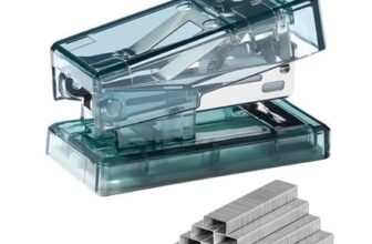 RuiChy Mini Transparent Stapler with 1000 Staples, 12-Sheet Capacity, Blue