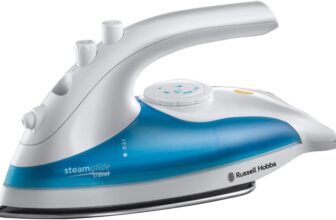 Russell Hobbs Dual Voltage Steam Glide Travel Iron, 80ml Water Tank, Stainless Steel Soleplate, Water Spray, Variable Temp & Steam, 1.5m cord, 830W, 22470