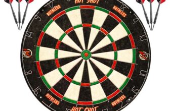 Ruthless Hot Shot Dart Board Endurance Round Wire Sisal Dartboard Set Including 2 sets of Steel Tip Darts Sold by Darts Corner