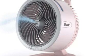 SHARK FlexBreeze HydroGo FA050UKPK Portable 6.8 Misting Turbo Fan – Ballet Pink & Cool Gray – Free C&C