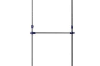 SONGMICS Adjustable Garment Rack Clothes Hanging Rail Stand with Middle Rail – Stainless Steel Clad Pipe LLR41L Blue