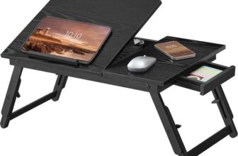 SONGMICS Bed Laptop Table, Bed Desk with Adjustable Angle and Height, Foldable Stand for Laptop up to 15.6