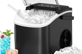 SONGMICS Ice Maker Countertop, Ice Cube Machine with Self Cleaning, 6 Minutes 9 Cubes in 2 Sizes, 12 kg in 24 h, Portable for Kitchen Home Office Dorm Party Camping, Ink Black XZB001B1UK