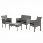 SONGMICS Patio Conversation Set, 4-Piece Rattan Lounge Furniture with Table and Chairs – Members Price Free To Join – With Code